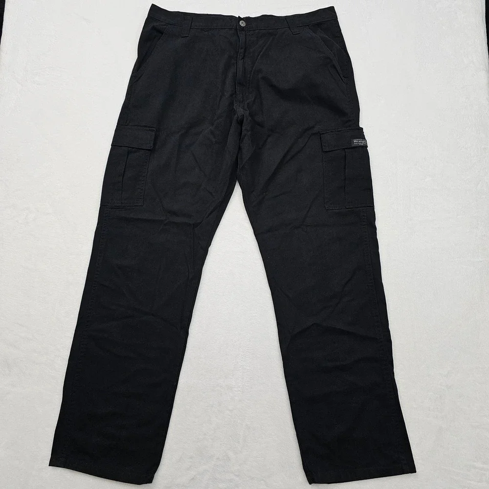Wrangler Cargo Pants Men 38x32 Black Relaxed Fit Tech Pocket 70LEWBL Cotton‎